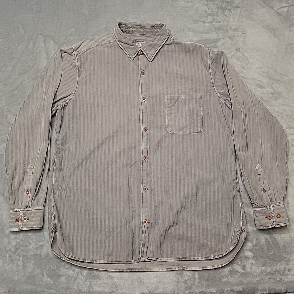 Martin Gordon Shirt Mens XL Grey Striped Button Down Long Sleeve Cotton Workwear